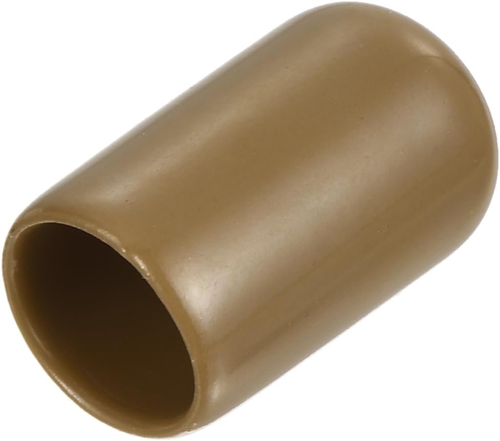 uxcell 20pcs Rubber End Caps 10.5mm ID Vinyl PVC Round Tube Bolt Cap Cover Screw Thread Protectors Light Brown