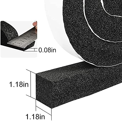 YIJUHOU 2 Rolls 1.18 Inch X 1 Inch Open Cell Foam Tape for Window Air Conditioner Insulation,High Resilience Weatherstrip Window Seal,Block The Draft and Cool Air Loss,Total 11FT