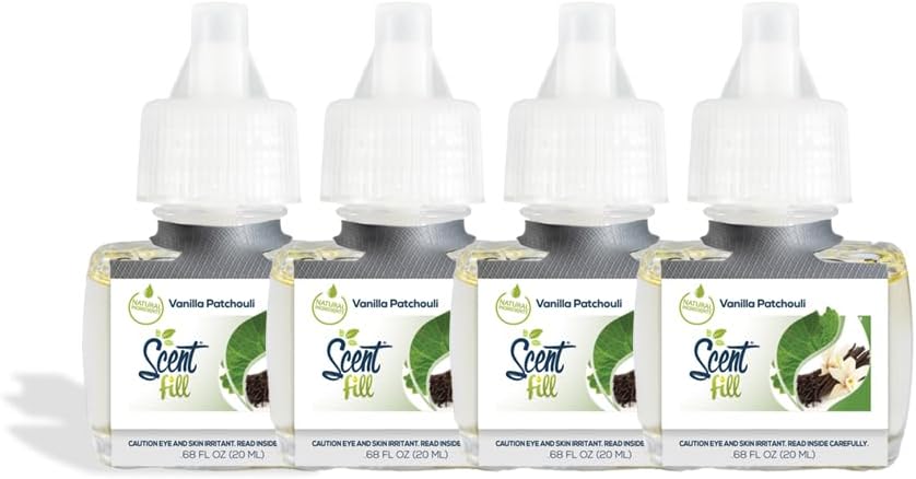 Scent Fill Vanilla Patchouli Plug in Air Freshener, 4 Scented Oil Refills