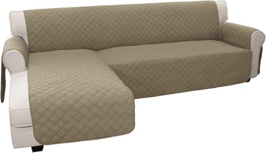 Easy-Going L Shape Sofa Slipcover - Reversible Sectional Couch Cover for Pets & Kids (Large, Beige/Beige)