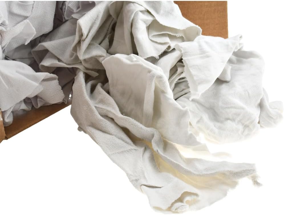 PRO SOURCE Reclaimed White Cotton T-Shirt Cloth Shop Rags, Sold by Weight (25 lb)
