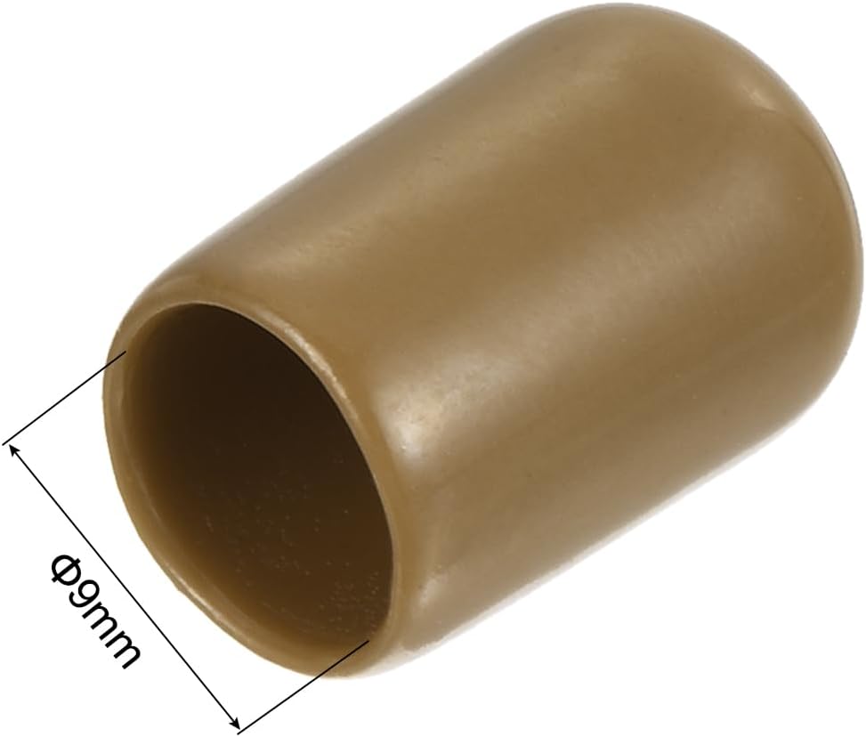 uxcell 20pcs Rubber End Caps 9mm(3/8") ID Vinyl PVC Round Tube Bolt Cap Cover Screw Thread Protectors Light Brown