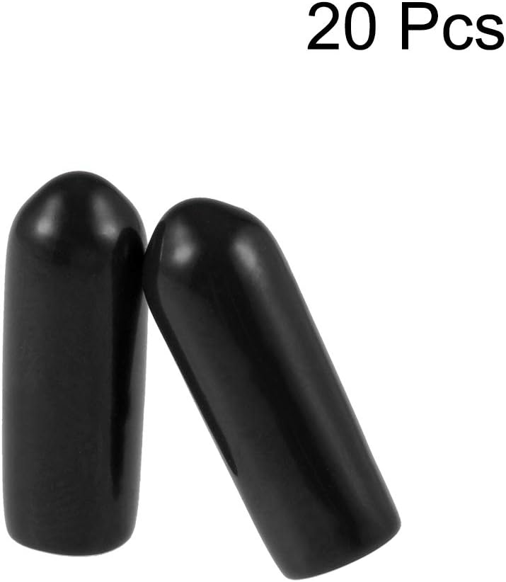uxcell 20pcs Rubber End Caps 4mm ID Vinyl Round Tube Bolt Cap Cover Thread Protectors Black