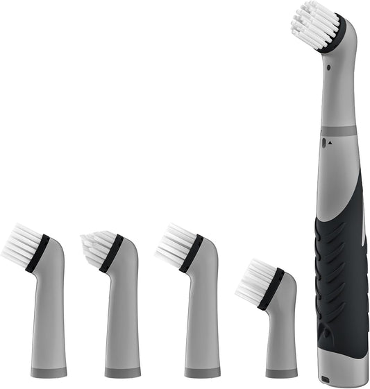 SOARING Electric Cleaning Brush with 4 in 1 Multiple Brush Heads,Indoor Household Cordless Motorized Brush for Bathroom Toilet Kitchen Tile Crevice(Black)