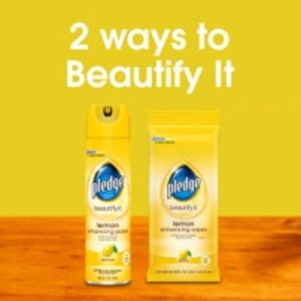 Pledge Multisurface Furniture Polish Spray, Works on Wood, Granite, and Leather, Shines and Protects, Lemon, 9.7 oz (Pack of 2)