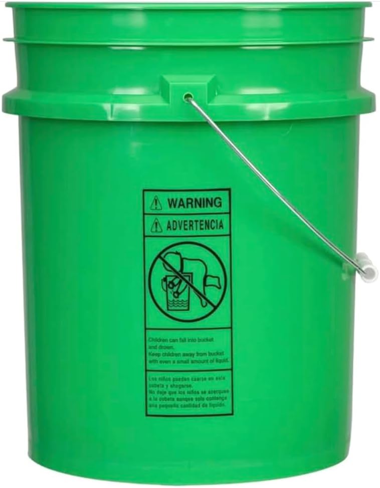 House Naturals 5 Gallon Premium HPDE Plastic Bucket - Made in USA Food Grade Storage Container, BPA Free All Purpose Pail (3, Green)