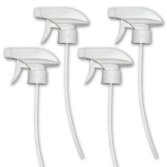 4-Pack White Trigger Sprayers - Heavy Duty Dual Misting and Stream Spray Bottle. Perfect Sprayer Head Replacement for 8oz,16oz, or 32oz Spray Bottles for Home, Kitchen, Garden and Office