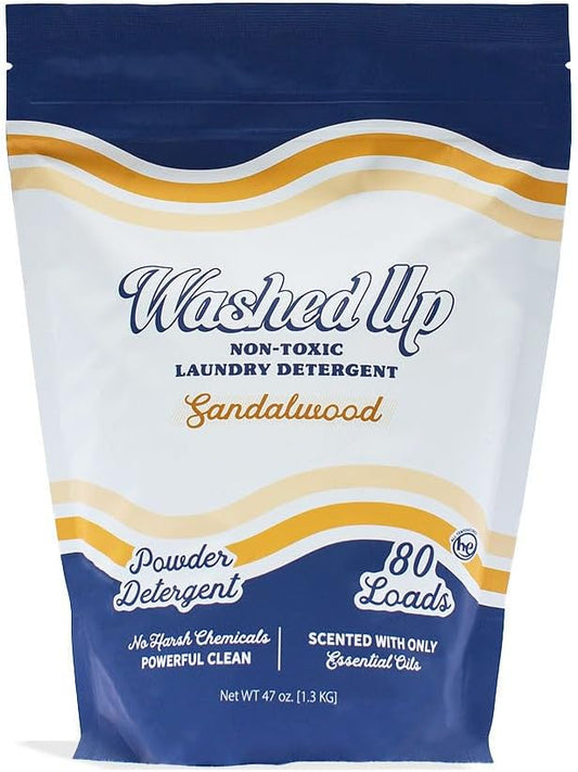 Sandalwood Laundry Detergent Powder | Only 100% Pure Essential Oils | Safe for Sensitive Groups | Powerful Clean | Plant & Mineral-Based | Made in USA | 3lbs