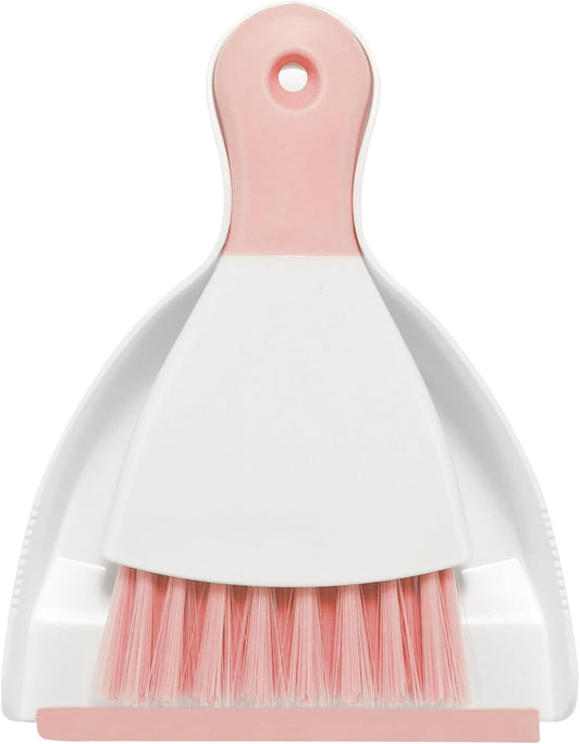 NACENA Mini Dustpan and Brush Set, Small Broom and Dustpan Set Dust Pan and Mini Hand Broom Dustpan and Broom Combo Compact for Home Table Keyboards Sofa Kitchen Pets, Pink