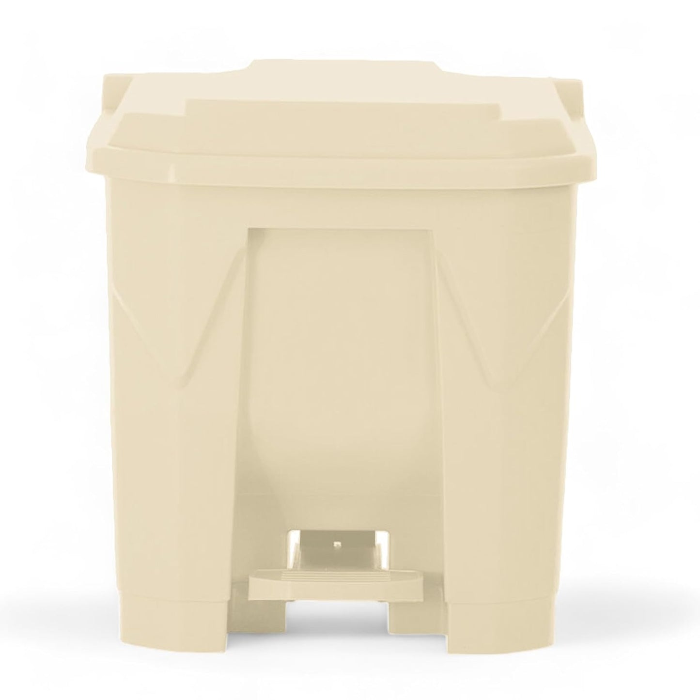 PRO&Family Step-On Trash Can with Lid, Plastic Waste Bin, Foot Pedal Operation (Biege, 8 Gallon)