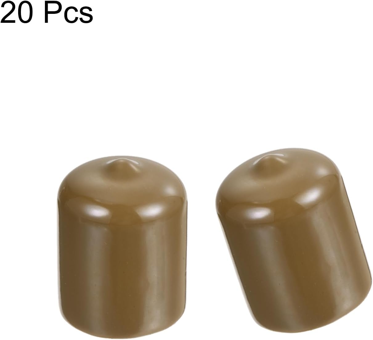 uxcell 20pcs Rubber End Caps 21mm ID Vinyl PVC Round Tube Bolt Cap Cover Screw Thread Protectors Light Brown