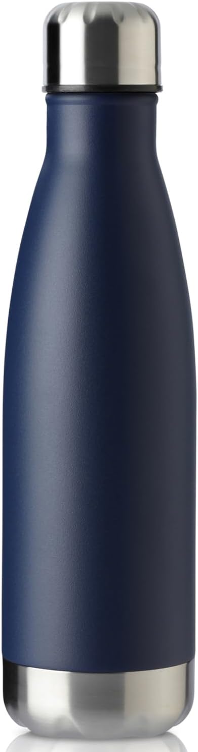 MEWAY 17oz Sport Water Bottle Vacuum Insulated Stainless Steel Leak-Proof Double Wall Cola Shape Water Bottle,Keep Drinks Hot & Cold(Navy,1 Pack)