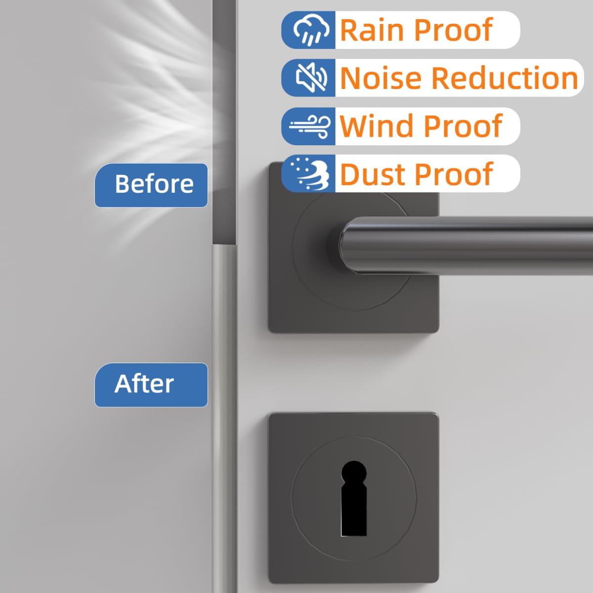 Wedge-Shape Window Weather Stripping Door Frame Seal Strip 118” White,Upgrade Black Foam,Soundproofing,Draft Stopper,Winter Insulation,Noise Blocker, Gap Filler for Exterior Front Door Side