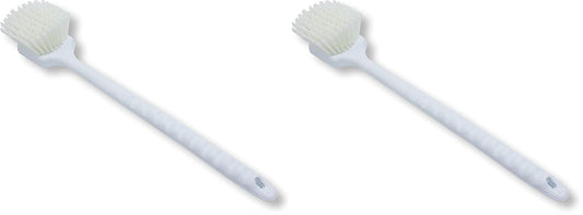 SPARTA Plastic Large Scrub Brush, Kitchen and Utility Brush with Long Handle for Cleaning, 20 Inches, White (Pack of 2)