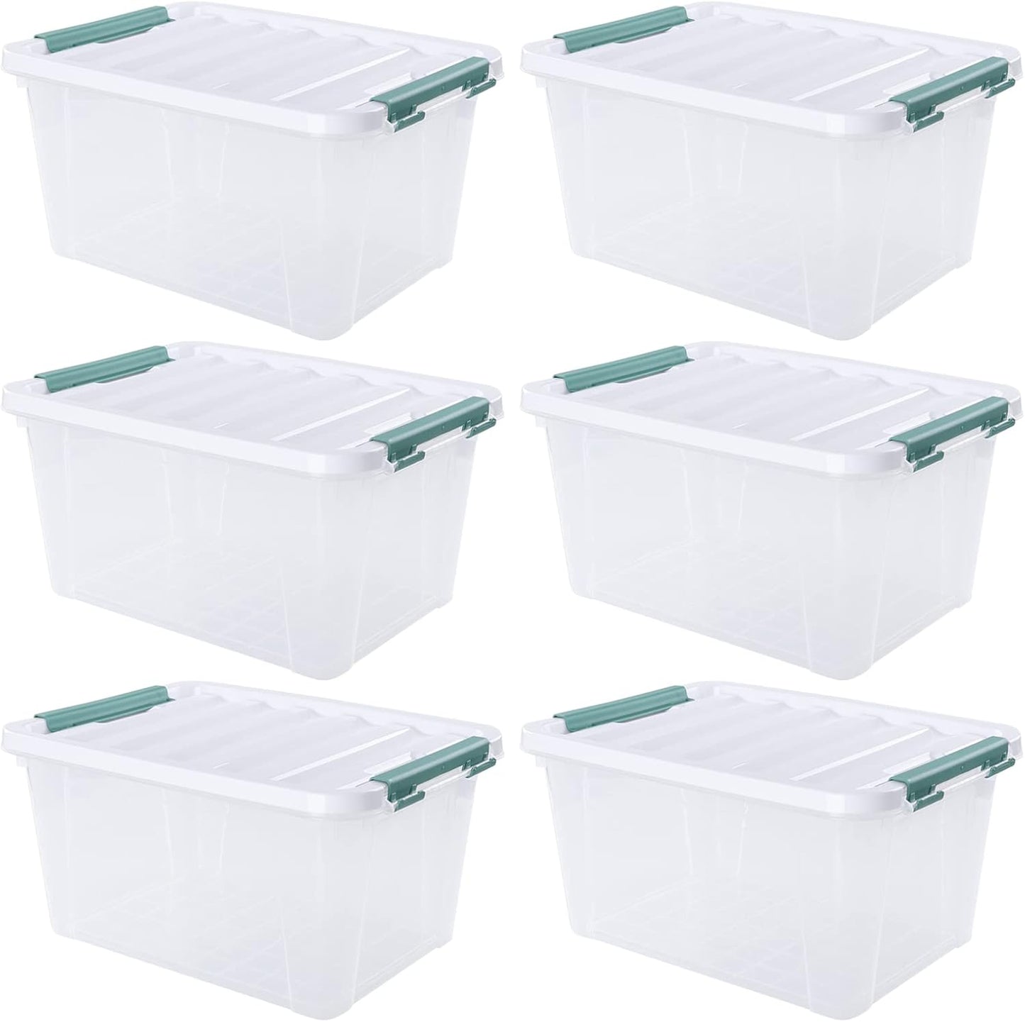 Xyskin 6-Pack 20 Quart Plastic Storage Boxes, Latching Storage Bin Box, Clear
