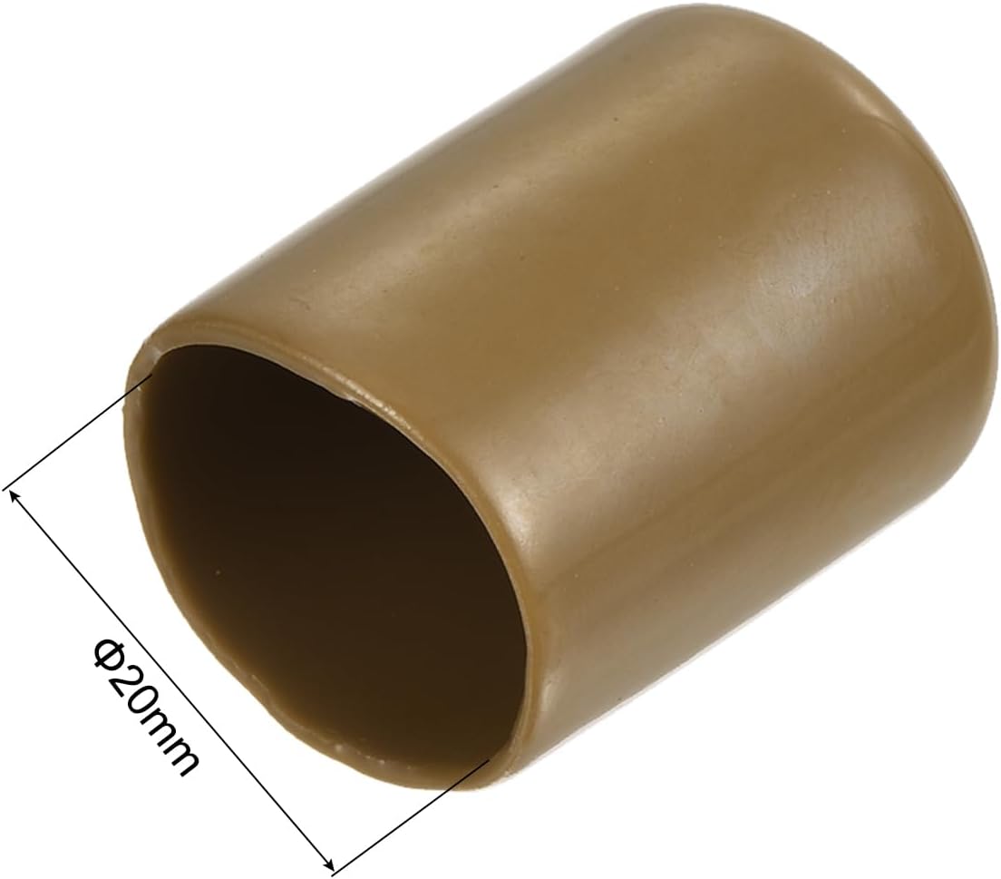 uxcell 20pcs Rubber End Caps 20mm(3/4") ID Vinyl PVC Round Tube Bolt Cap Cover Screw Thread Protectors Light Brown