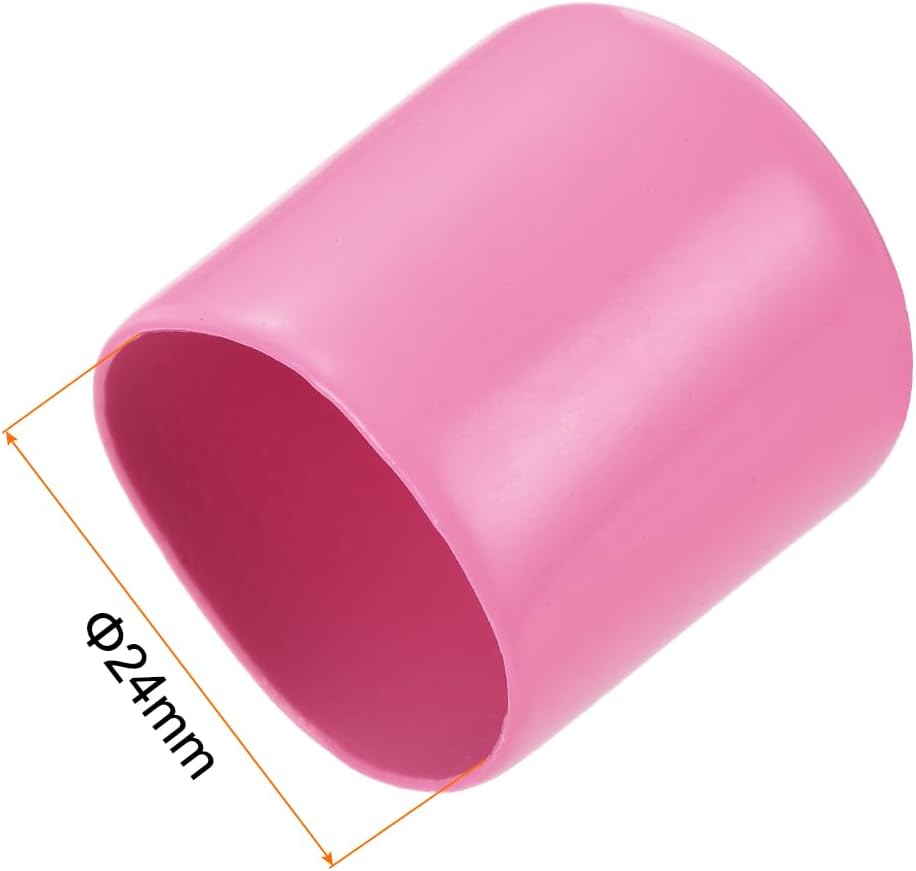 uxcell 20pcs Rubber End Caps 24mm ID Vinyl PVC Round Tube Bolt Cap Cover Screw Thread Protectors Pink