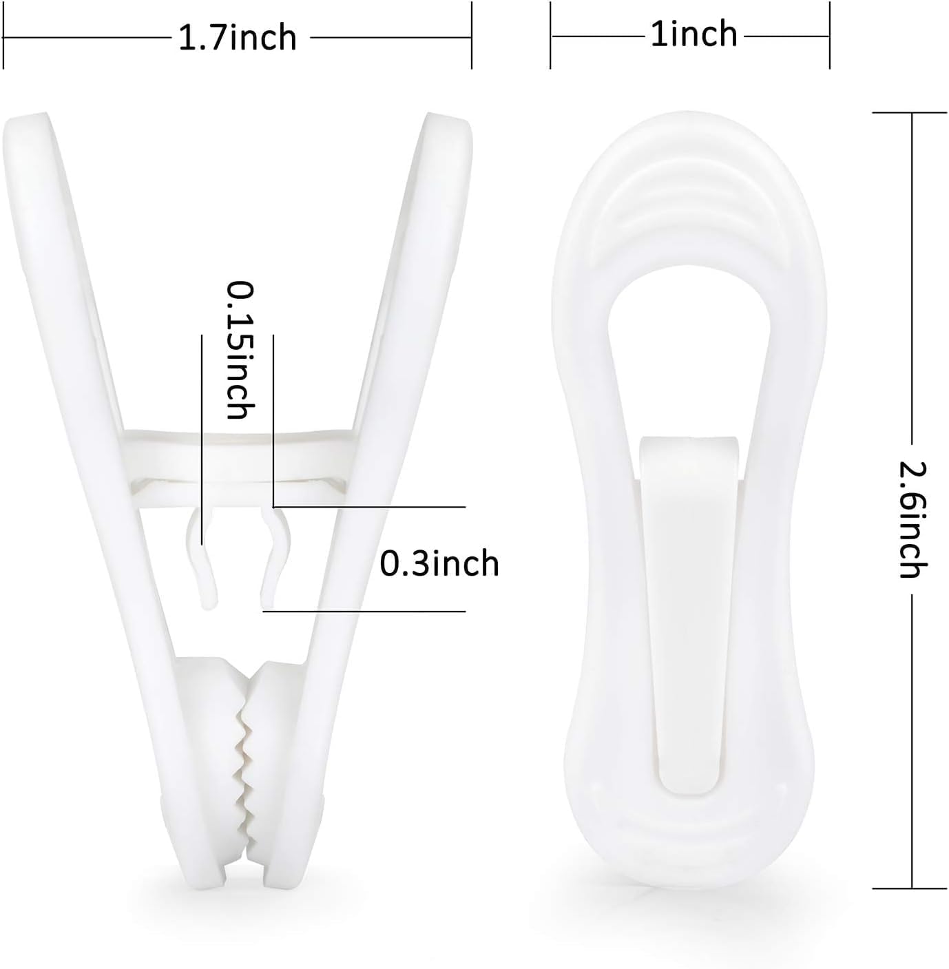 Tinfol White Plastic Hanger Clips, 50 Pack Hanger Clips- Strong Pinch Grip Finger Clips for Plastic Clothes Hangers, Multi-Purpose Hangers Clips