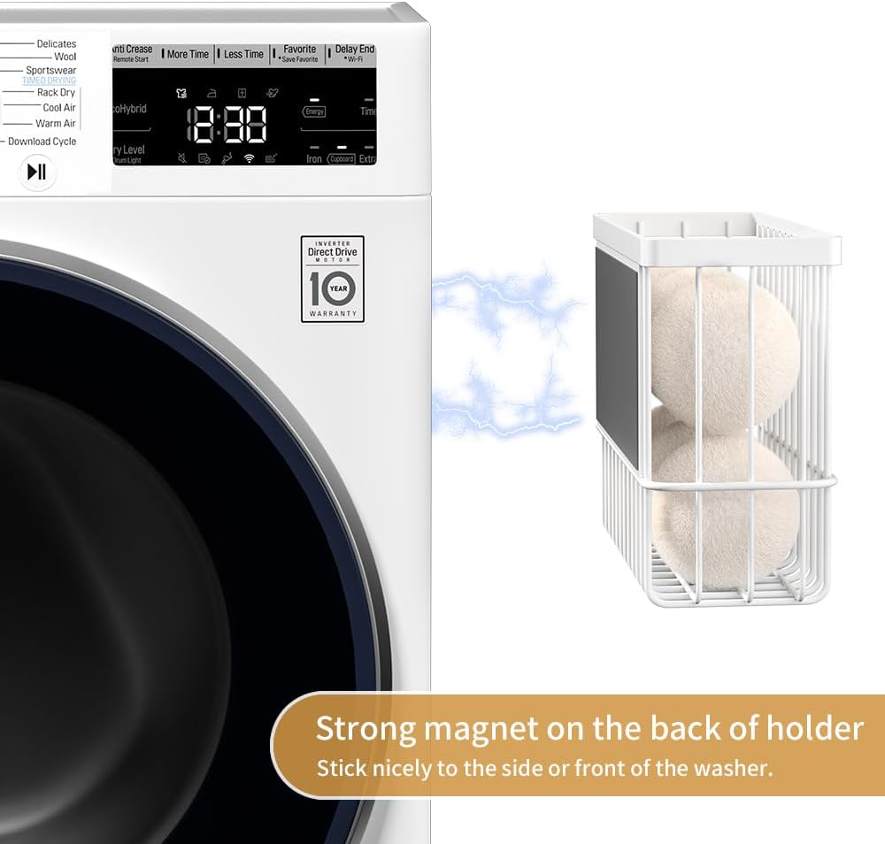 Magnetic Dryer Ball Holder for Laundry Room Organization and Storage, Magnetic Lint Bin for Laundry Room, Iron Dryer Ball Container for Laundry Room Storage (No Balls)