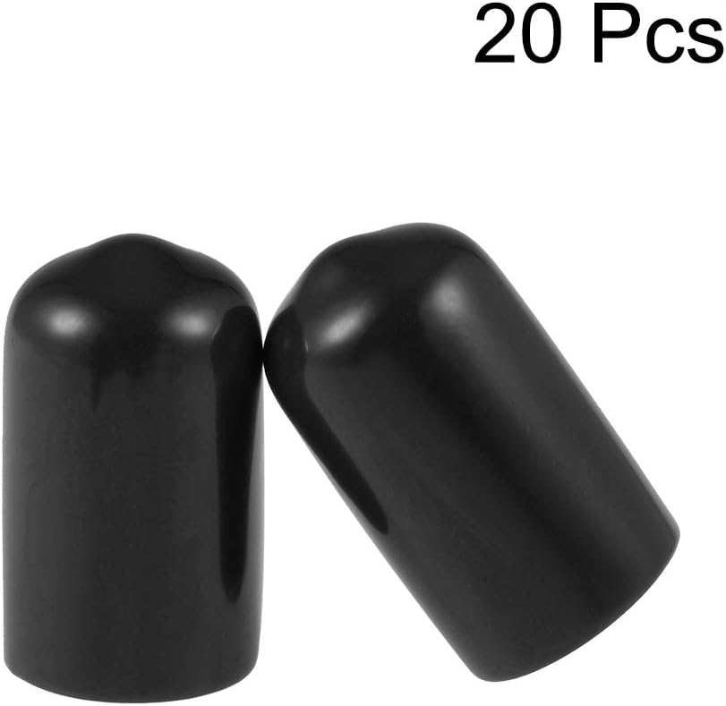 uxcell 20pcs Rubber End Caps 10mm ID Vinyl Round Tube Bolt Cap Cover Thread Protectors Black