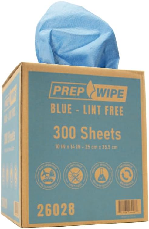 PrepWipe Heavy Duty Cleaning Towels, Lint Free Industrial Paper Towels, Disposable Pack of 300 Sheets 10"x14" (8 Boxes)- 26028