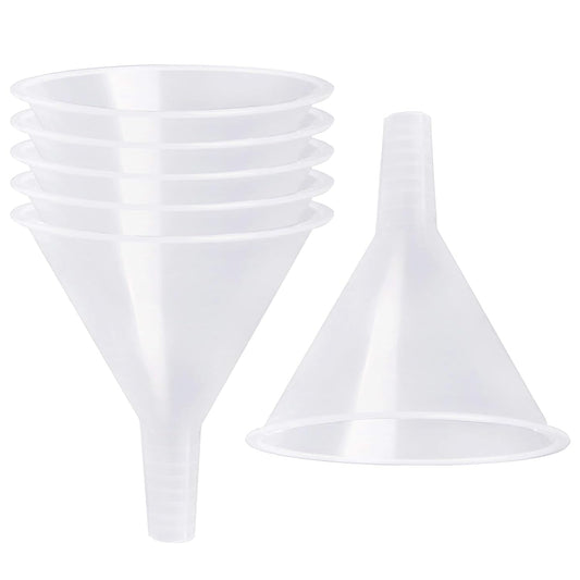 6 Pack Plastic Funnels, 4.6 Inch Multi-Purpose Clear Plastic Funnels with Long Reaching Spout for Science Lab Bottle Filling Liquid,Water Bottle,Easy and Smooth Transfer