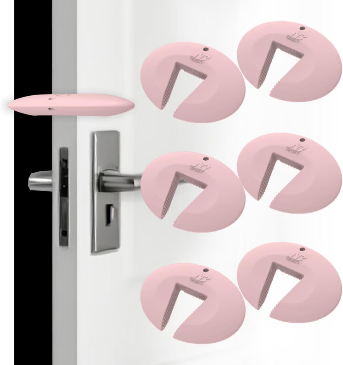 Silicone Door Pinch Guard and Door Slam Stopper, Durable Finger Pinch Guard, Prevents Pinch Injuries, Slamming Doors, Door Stopper for Kids, 6 Packs Pink.