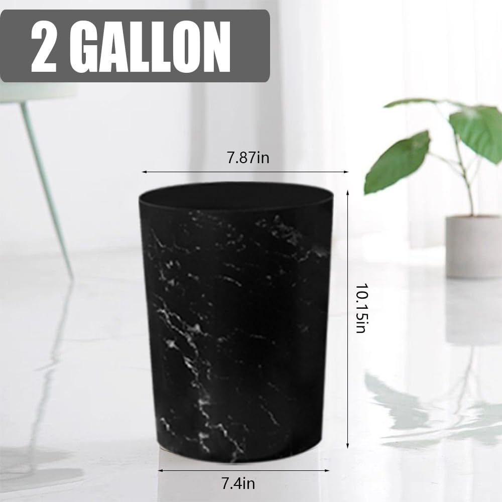 Feisco Small Trash Can for Bathroom, 2 Gallon Trash Can Trash Bin Wastebasket Garbage Can for Kitchen,Bathroom Office, Bedroom,Dorms,Laundry Room (Black, 2 Pack)