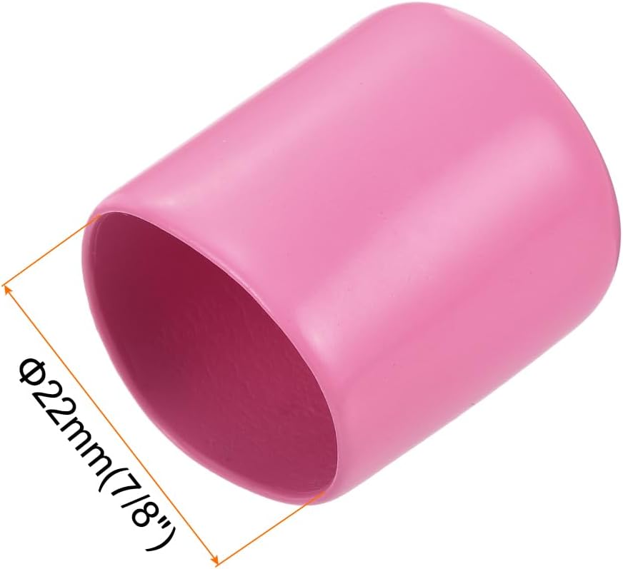 uxcell 20pcs Rubber End Caps 22mm(7/8 inch) ID Vinyl PVC Round Tube Bolt Cap Cover Screw Thread Protectors Pink