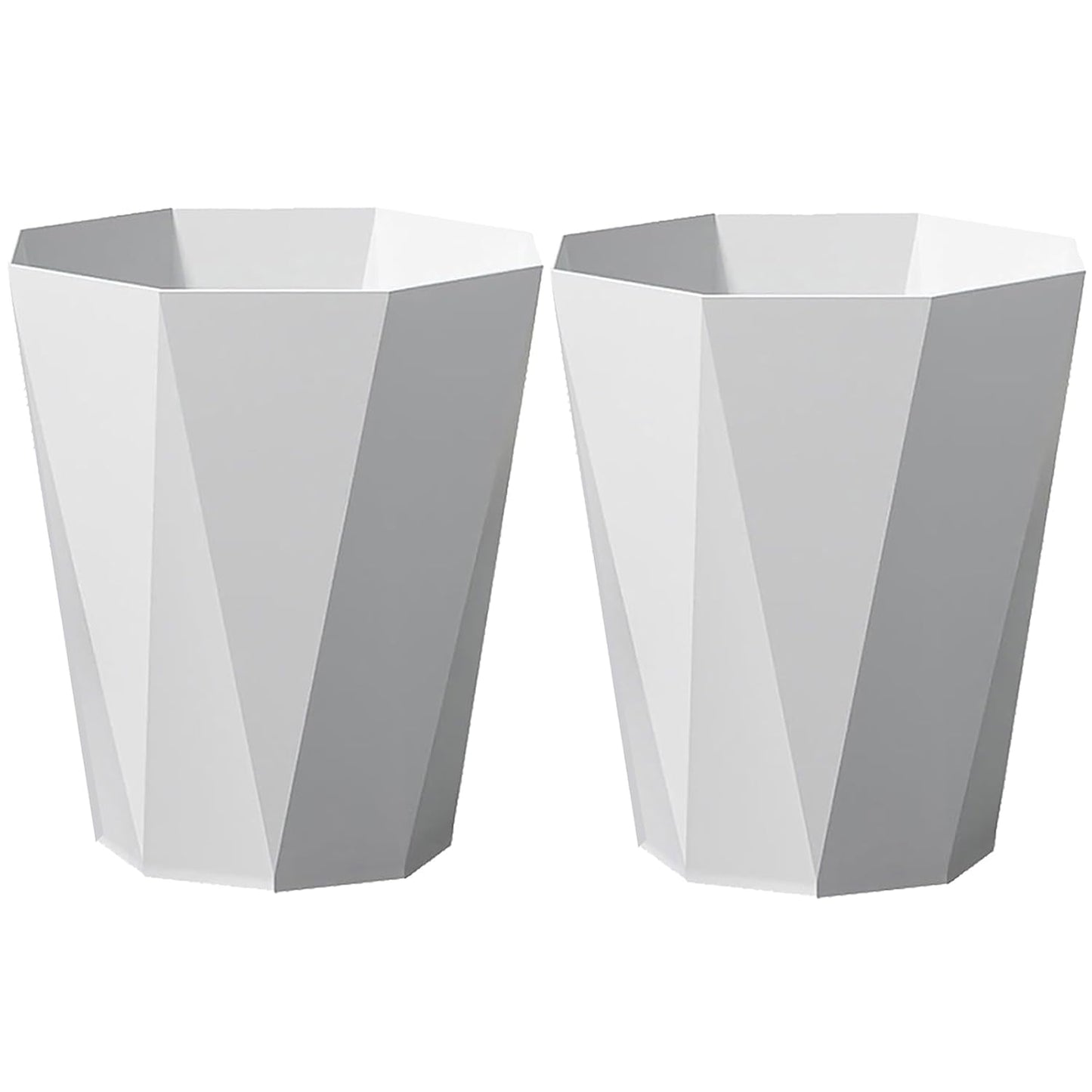 Small Bathroom Trash Can 2 Pack Garbage Can 1.8 Gallon Waste Basket for Dorms Toilets Bedrooms Offices, White