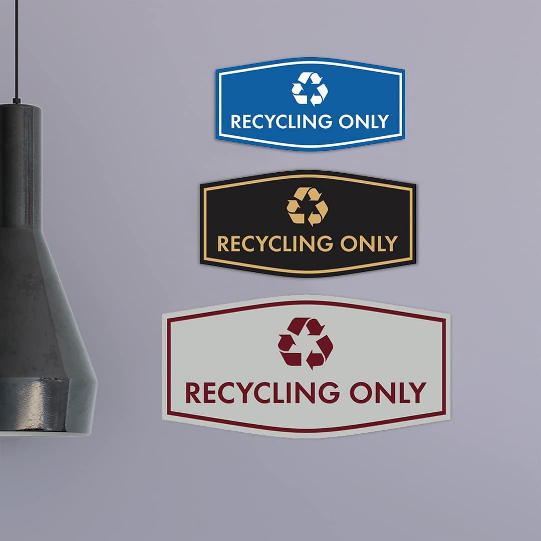 Fancy Recycling Only Sign (White) - Small