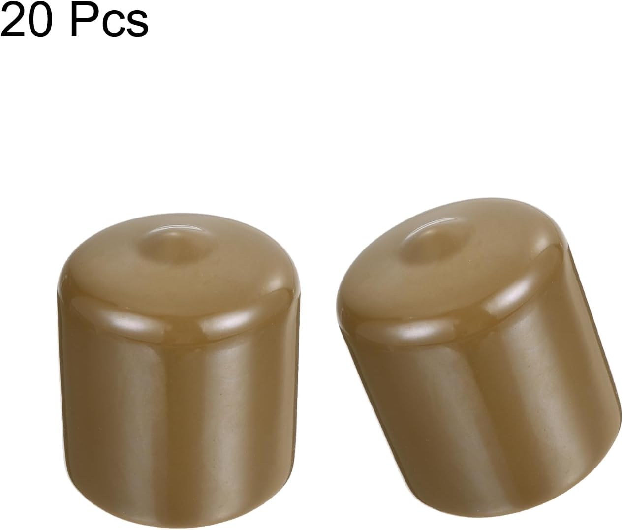 uxcell 20pcs Rubber End Caps 30mm(1 3/16") ID Vinyl PVC Round Tube Bolt Cap Cover Screw Thread Protectors Light Brown