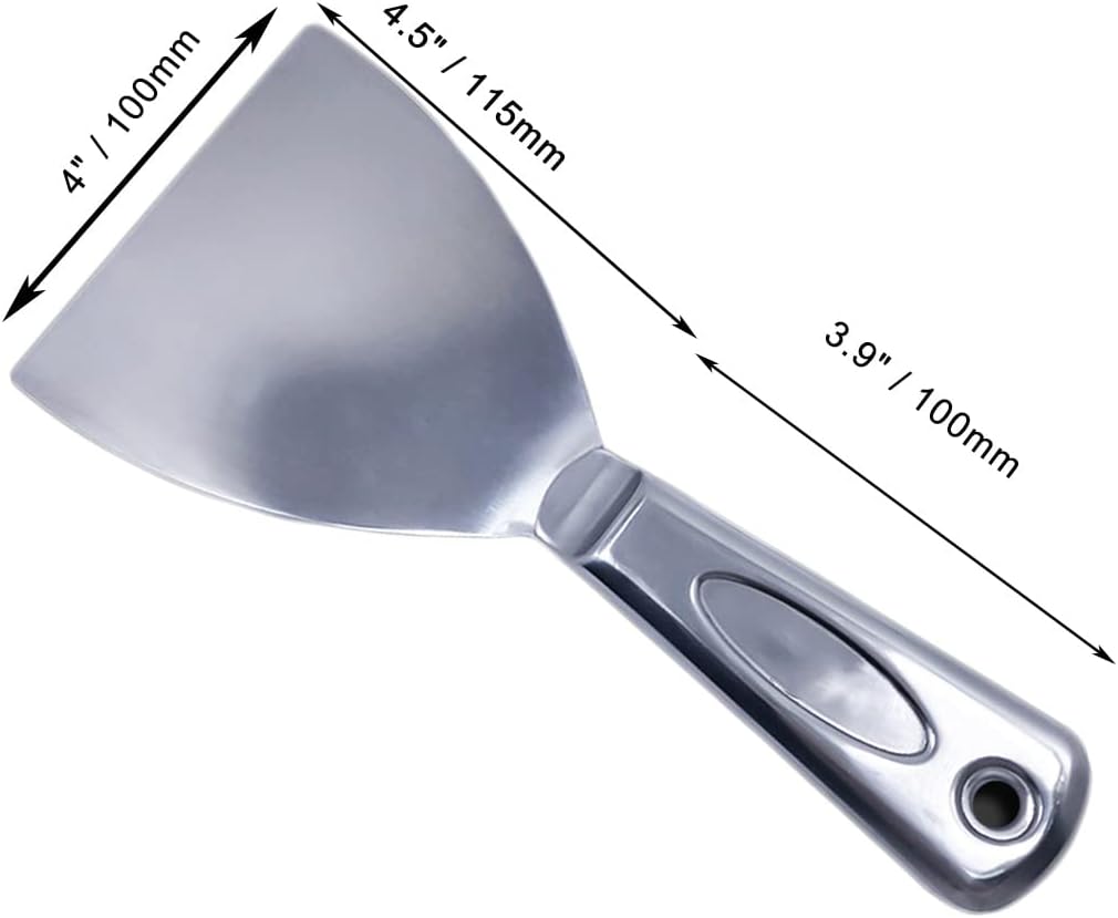 Flex All Stainless Steel Joint Knife Putty Scraper,4-Inch Professional Grade 420 stainless steel, All-Metal, Precision Ground Edge Putty Knife Tape Knife (4")
