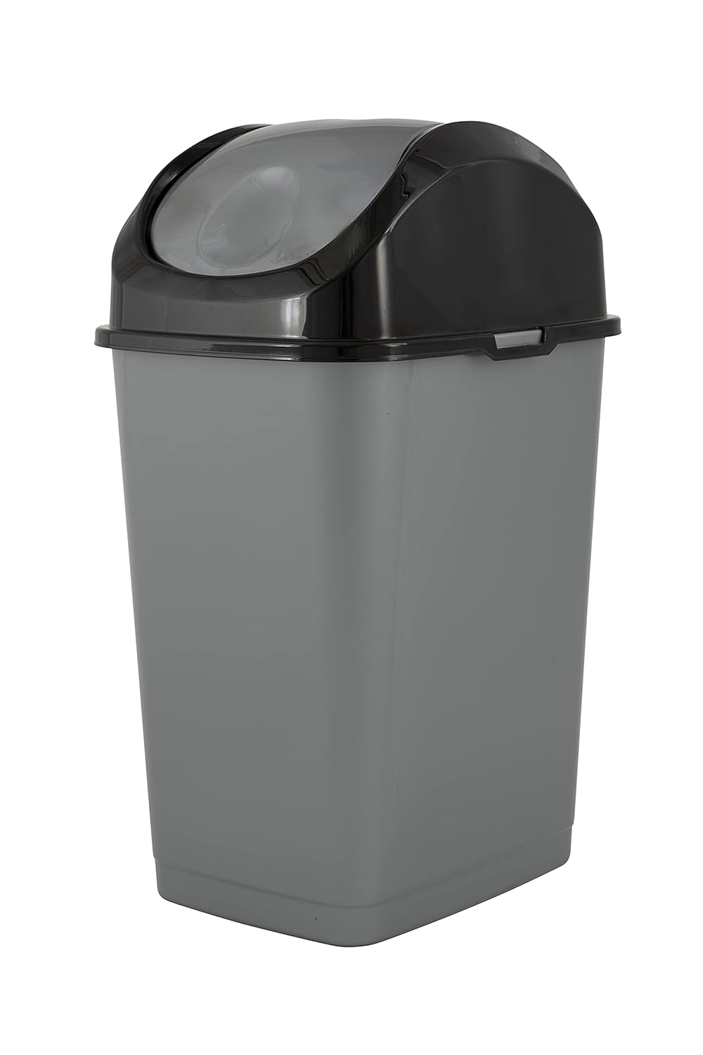 Superio Trash Can with Swing Top Lid 9 Gallon, Grey and Black Slim Waste Bin Durable Plastic 37 Qt Fit Small Spaces, Office, Bathroom, Under