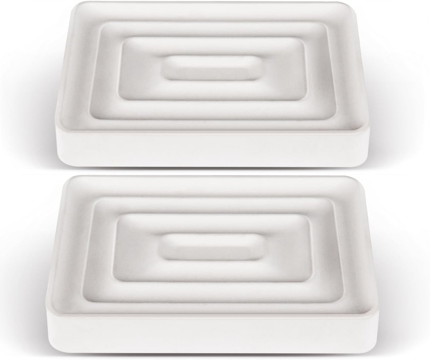 2 Pack Diatomite Soap Trays, Fast Drying Stone Soap Dishes, Natural Diatomaceous Earth Soap Holders, Quick-Dry Rectangular Soap Savers for Bath & Kitchen, White