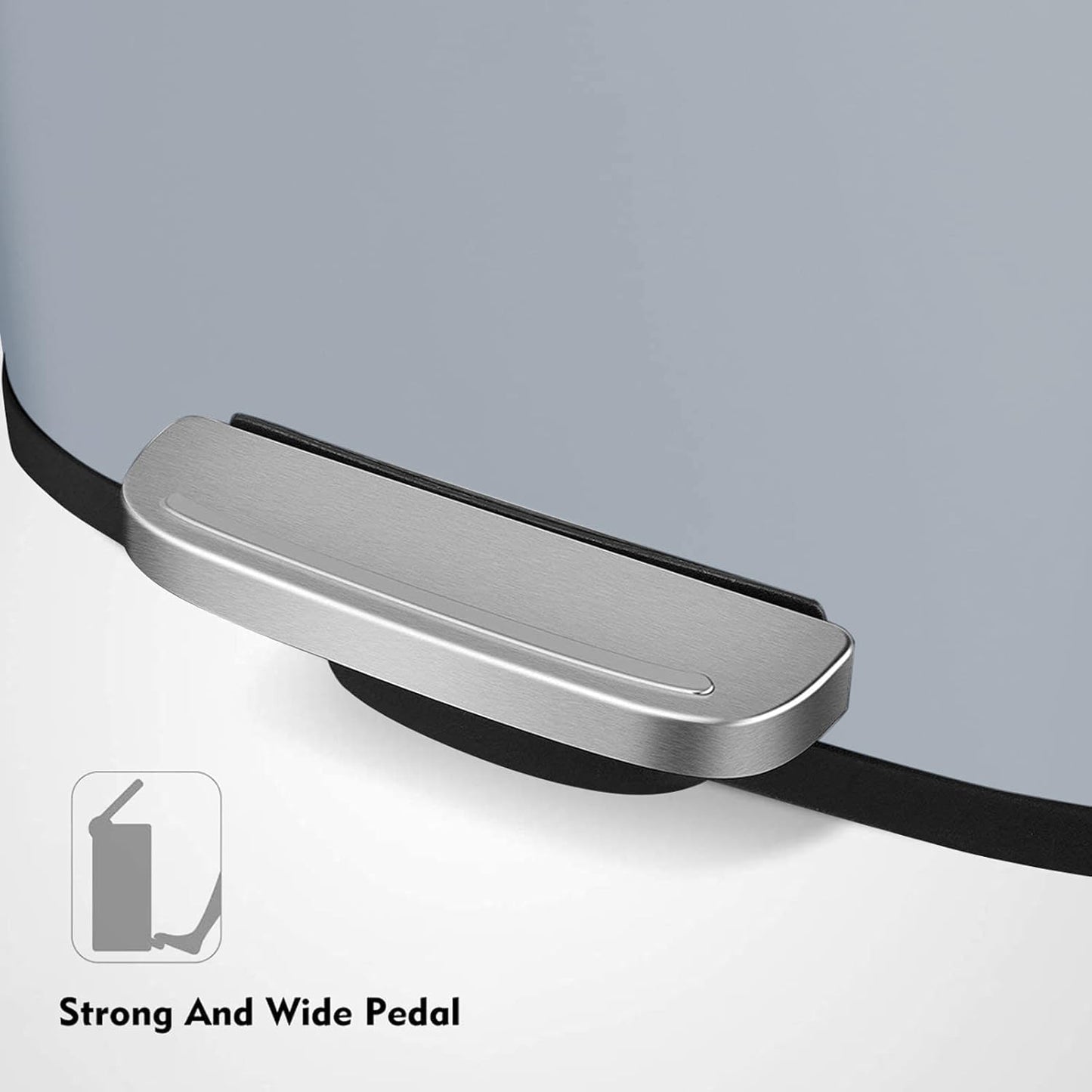 AthLike Trash Can, Stainless Steel Kitchen Garbage Can, Step Waste Bin with Hinged Lid and Removable Inner Bucket, Soft-Close, Dustbin for Bathroom Bedroom Living Room Home (Haze Blue, 8 Gal)