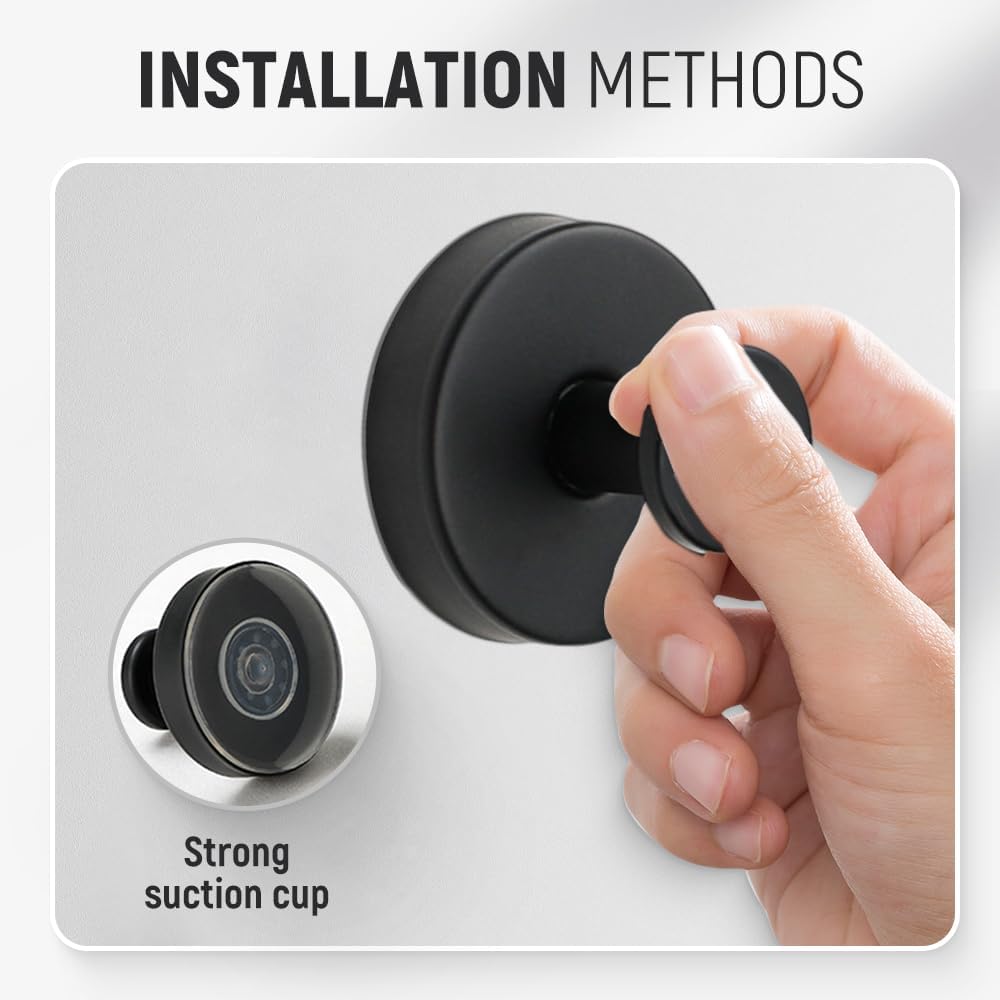 Suction Cup Hooks for Wreaths, 2025 New No Drill Suction Cup Hooks on Glass, Wreath Hanger for Front Door, Rustproof Hook Holder Towel Hook for Window Bathroom Mirrors Tile (4, Black A)