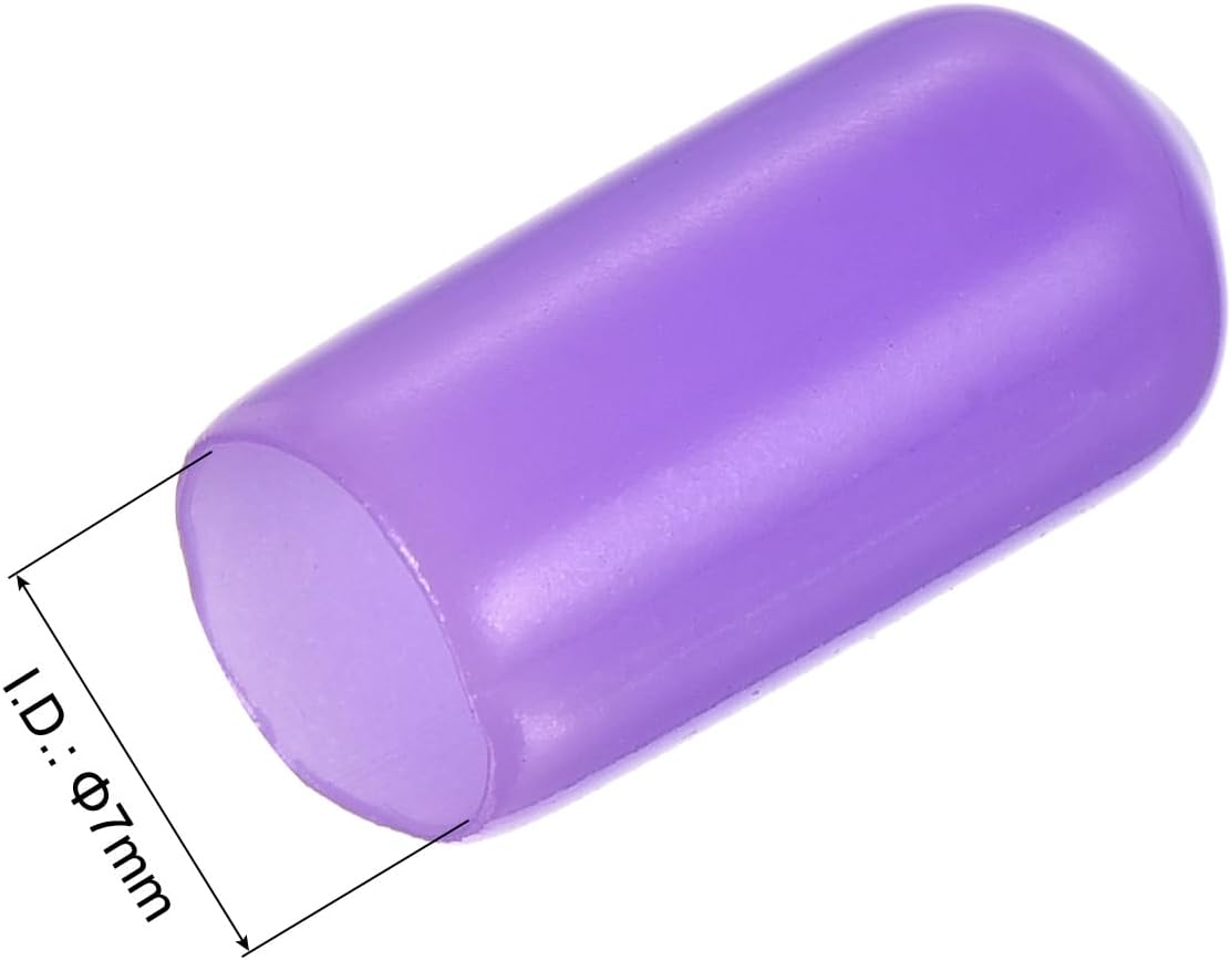 uxcell 20pcs Rubber End Caps 7mm(1/4") ID Vinyl PVC Round Tube Bolt Cap Cover Screw Thread Protectors Purple