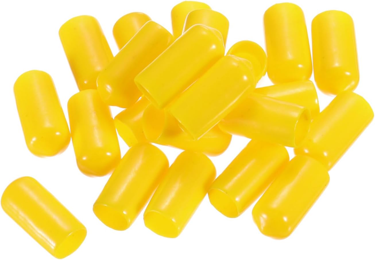 uxcell 20pcs Rubber End Caps 9.5mm(3/8") ID Vinyl PVC Round Tube Bolt Cap Cover Screw Thread Protectors Yellow