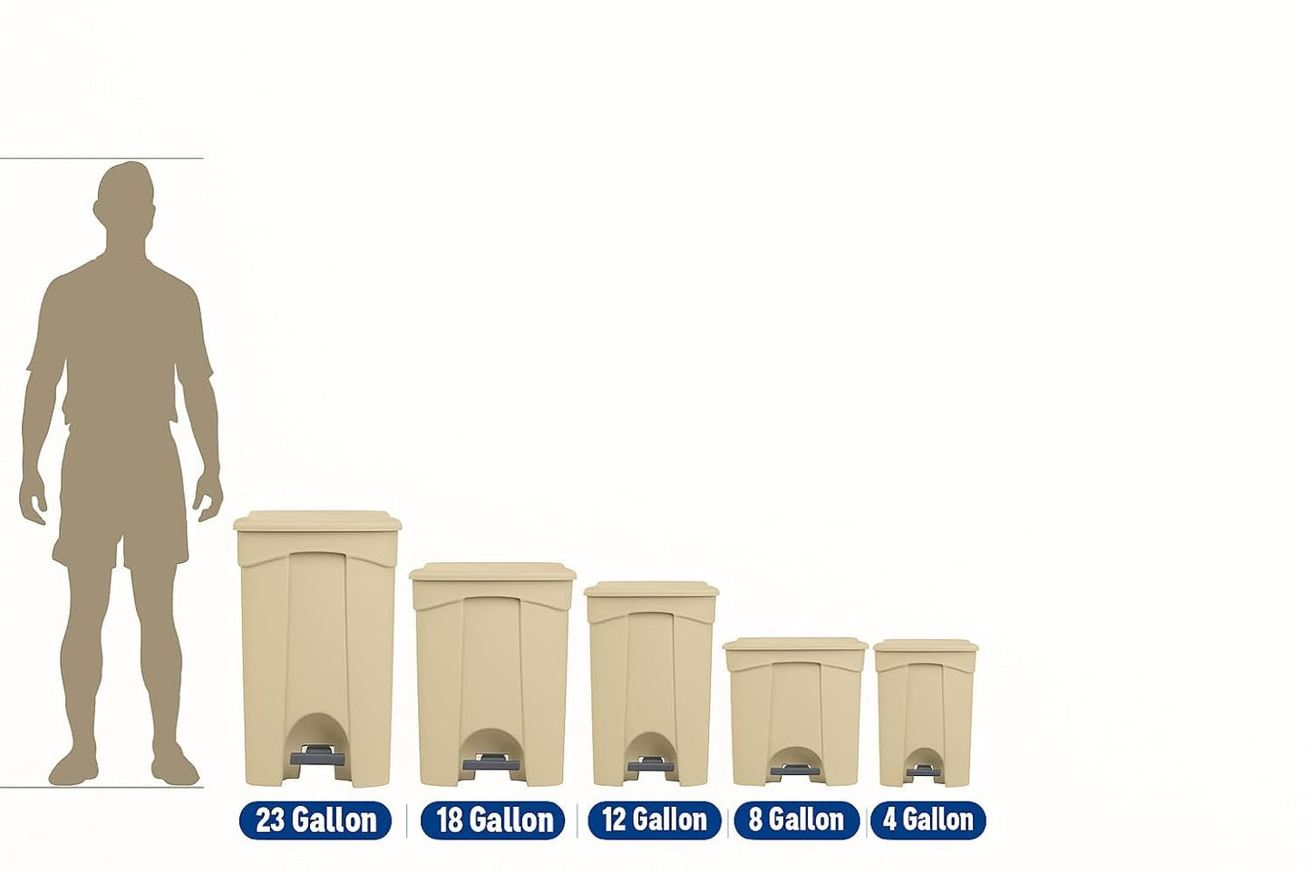 PRO&Family Step-On Trash Can with Lid, Plastic Waste Bin, Foot Pedal Operation (Green, 23 Gallon)