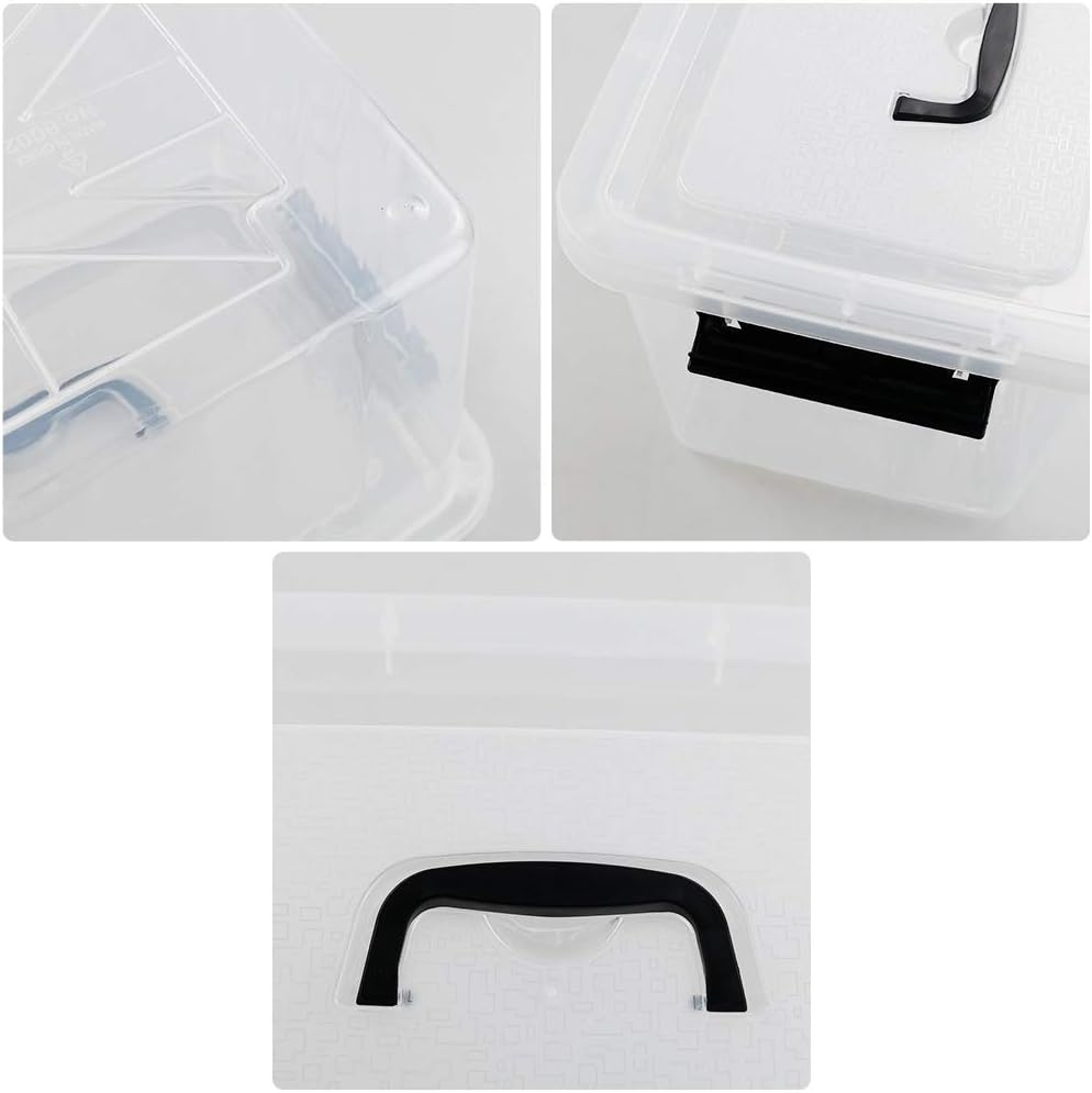 10 L Clear Plastic Latching Box, Plastic Storage Bin with Lids, 4-Pack