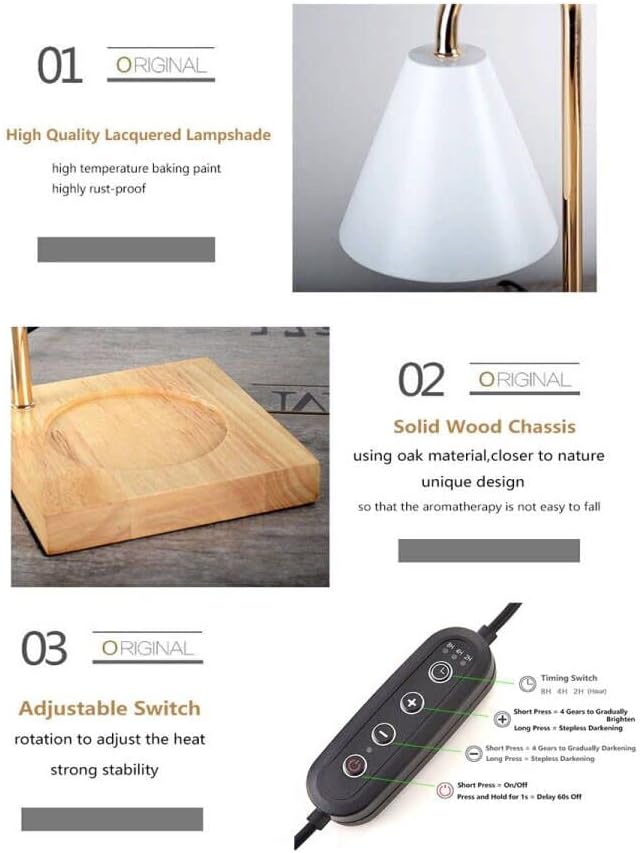 RUIWAN Essential Oil Diffuser Aromatherapy Melting Wax Lamp,Electric Wax Burner Dimmable Wax Melter,Night Light Aroma Decorative Lamp for Home Office Bedroom Living Room Gift, White (EOD01)