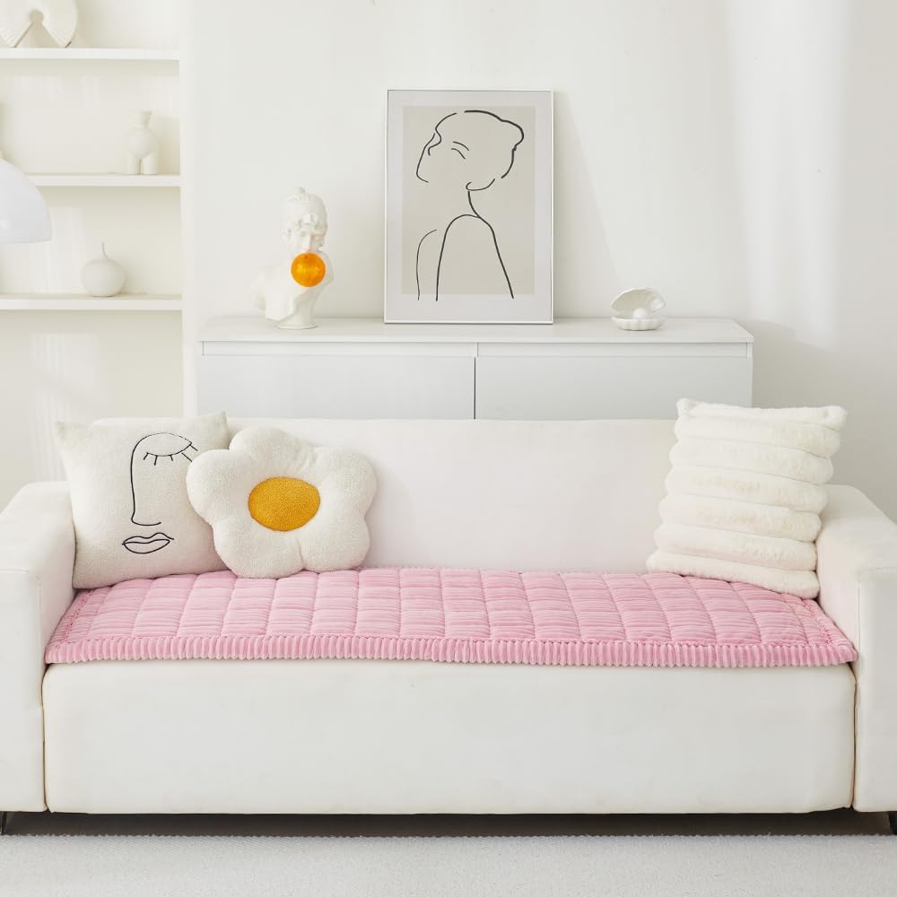 Couch Cover for Dogs Washable, Fuzzy Pet Couch Covers for 3 Cushion Sofa Pet Friendly, Non Slip Sofa Cover (Pink, 27.6" x 70.9"/70 x 180cm)
