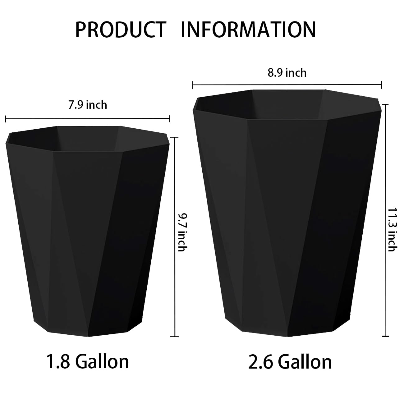 2 Pack Bathroom Trash Can 2.6 Gallon Small Garbage Can Waste Basket for Bedroom Office Dorm, Blue Black