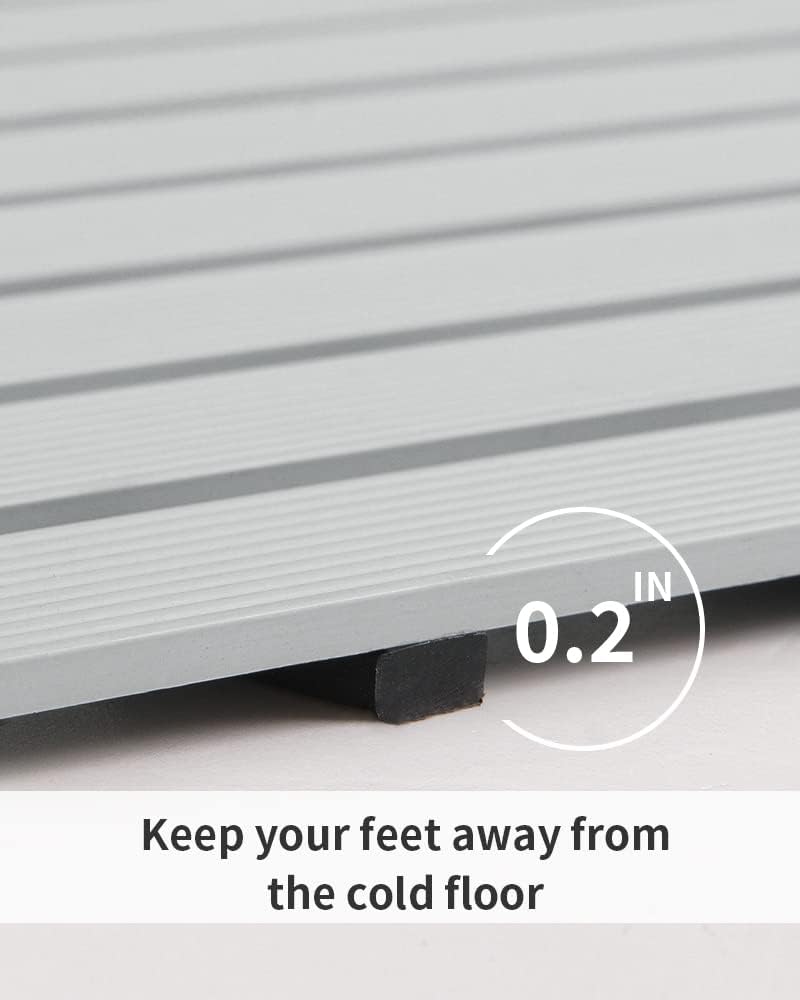 PADOOR Shower-Mat Non Slip, Heavy Duty Bathtub-Mat Curlable Quick Drain Sturdy Bath Tub Mat Without Suction Cups for Indoor Outdoor Use 17x26 Inch Grey