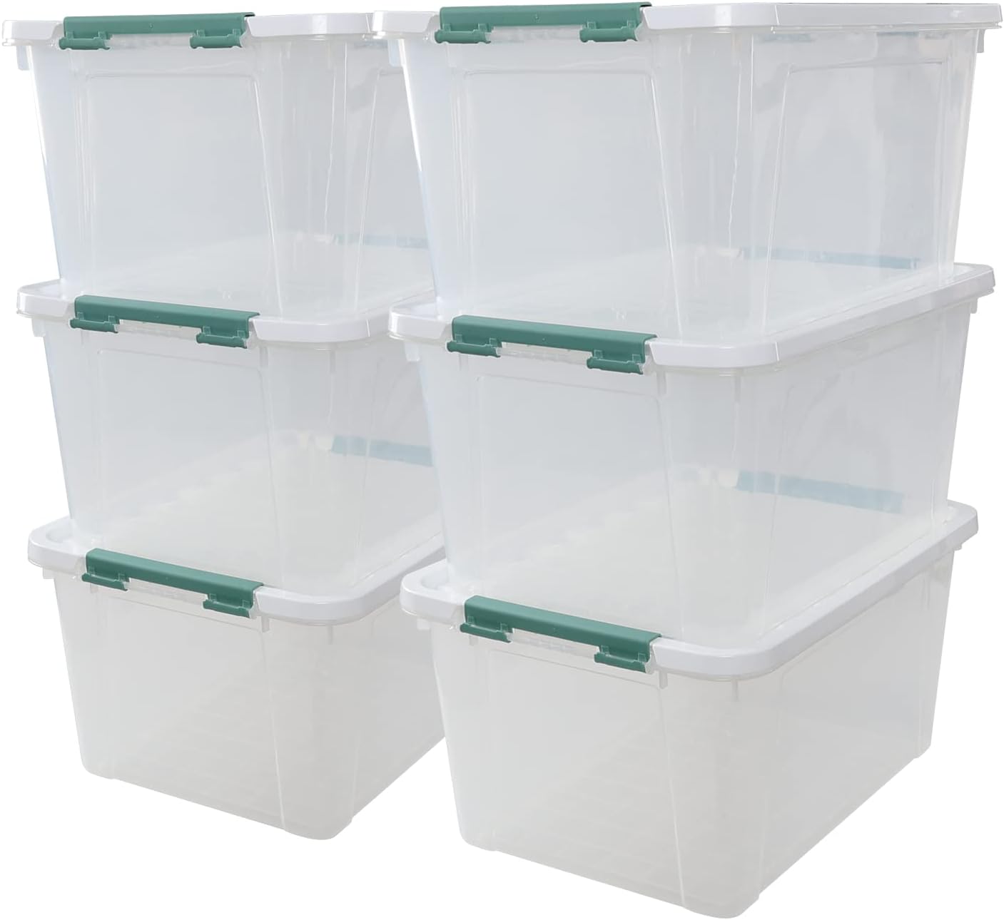 6-Pack 35 L Plastic Storage Box, Latch Storage Box with Lids