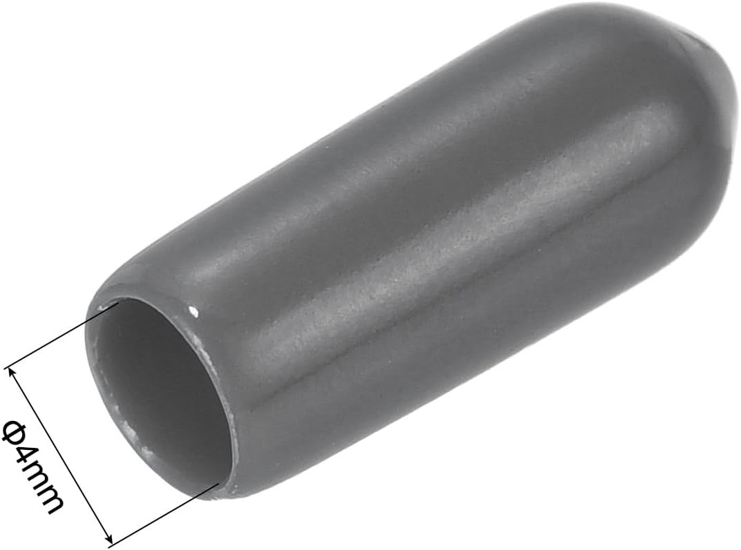 uxcell 20pcs Rubber End Caps 4mm ID Vinyl PVC Round Tube Bolt Cap Cover Screw Thread Protectors Dark Grey