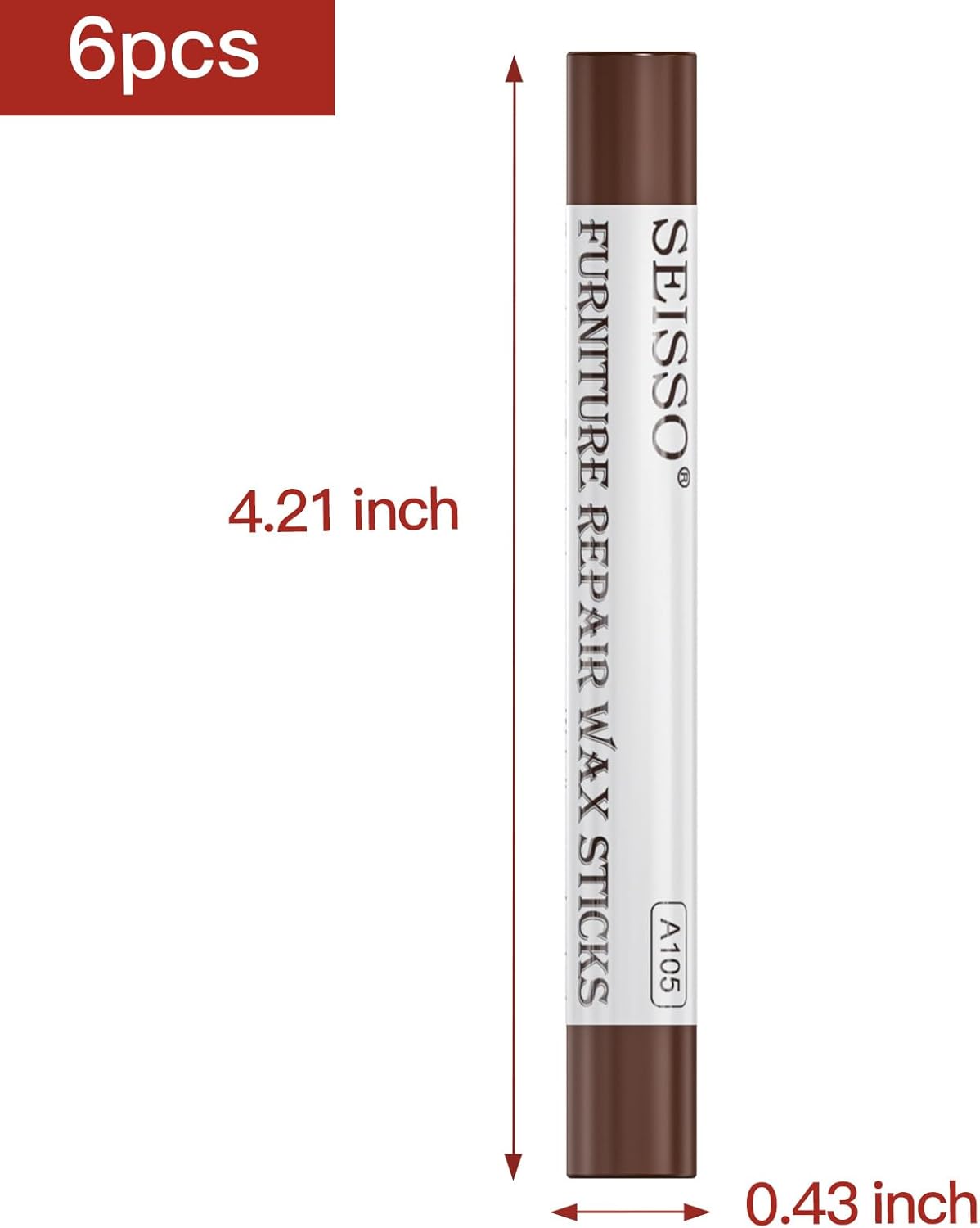 SEISSO Furniture Repair Crayon, 6 Pcs - Wood Filler Sticks, Scratch Repair Wax, Furniture Marking Repair - Scratch, Cracks, Hole, Table, Wood Floor, Guitar, Covering, Instrument Fill Sticks-Redoak