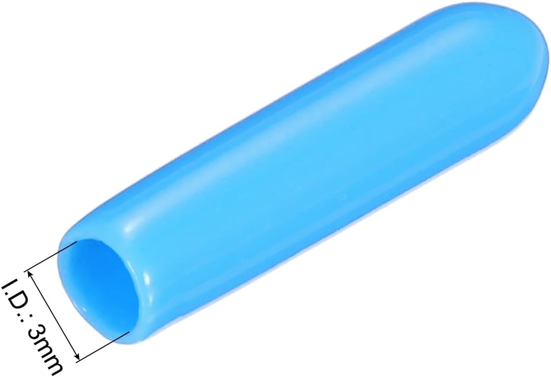 uxcell 20pcs Rubber End Caps 3mm(1/8") ID Vinyl PVC Round Tube Bolt Cap Cover Screw Thread Protectors,Light Blue