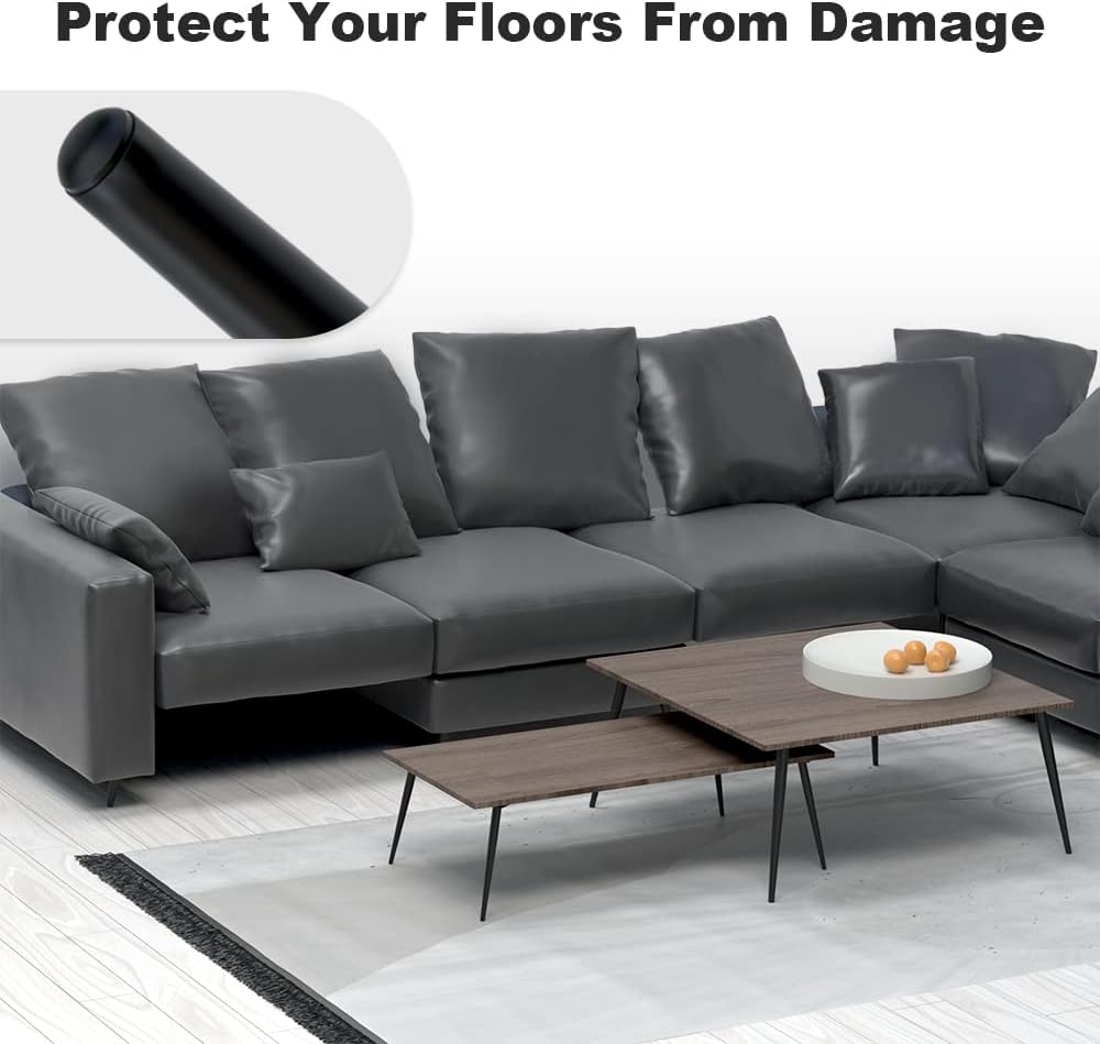 8PCS 12 Inch Matte Black Tapered Angled Legs for Furniture, Metal Mid Century Mordern Feet, Heavy Duty Slanted Stand Legs Kit for Couch, Coffee Table, Desk, Dresser, Sofa, Chair